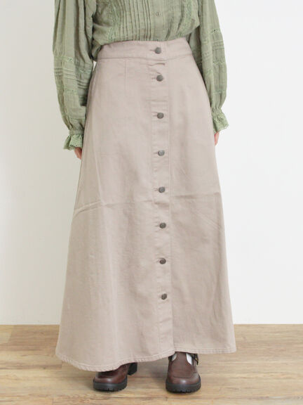 【Sサイズ WEB限定】フロント釦フレアデニムスカート（ベージュ）｜Samansa Mos2（サマンサ モスモス）通販