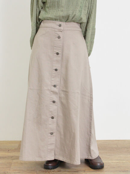 【Sサイズ WEB限定】フロント釦フレアデニムスカート（ベージュ）｜Samansa Mos2（サマンサ モスモス）通販