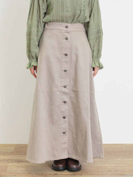 【Sサイズ WEB限定】フロント釦フレアデニムスカート（ベージュ）｜Samansa Mos2（サマンサ モスモス）通販