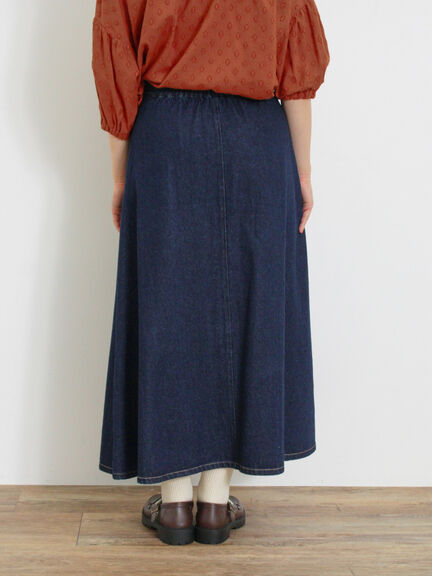 【Sサイズ WEB限定】フロント釦フレアデニムスカート（ベージュ）｜Samansa Mos2（サマンサ モスモス）通販