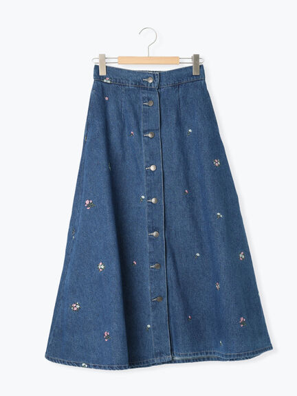 【Sサイズ WEB限定】フロント釦フレアデニムスカート（ベージュ）｜Samansa Mos2（サマンサ モスモス）通販