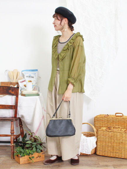 ドローコードデザインワイドパンツ（ベージュ）｜Samansa Mos2（サマンサ モスモス）通販