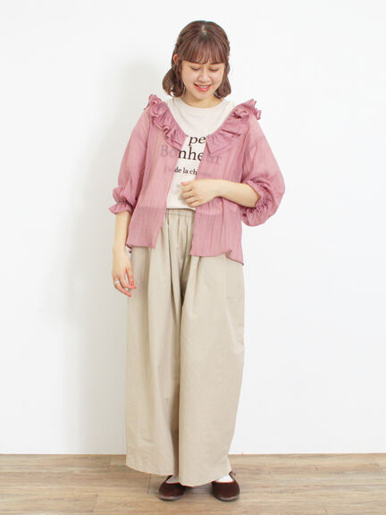 ドローコードデザインワイドパンツ（ベージュ）｜Samansa Mos2（サマンサ モスモス）通販