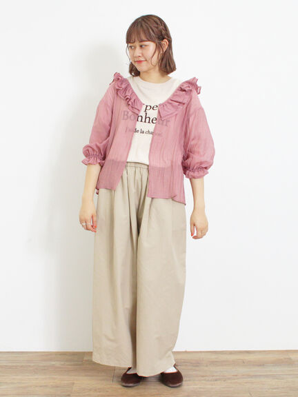 ドローコードデザインワイドパンツ（ベージュ）｜Samansa Mos2（サマンサ モスモス）通販