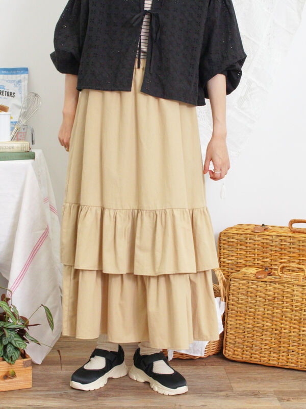 柄アソート裾重ねスカート（ベージュ）｜Samansa Mos2（サマンサ モスモス）通販