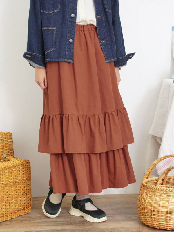 柄アソート裾重ねスカート（オレンジ）｜Samansa Mos2（サマンサ モスモス）通販