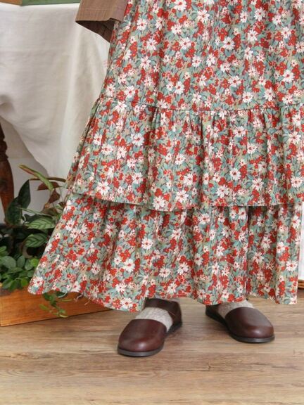 柄アソート裾重ねスカート（ベージュ/オレンジ）｜Samansa Mos2（サマンサ モスモス）通販