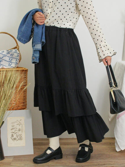 柄アソート裾重ねスカート（ベージュ/オレンジ）｜Samansa Mos2（サマンサ モスモス）通販