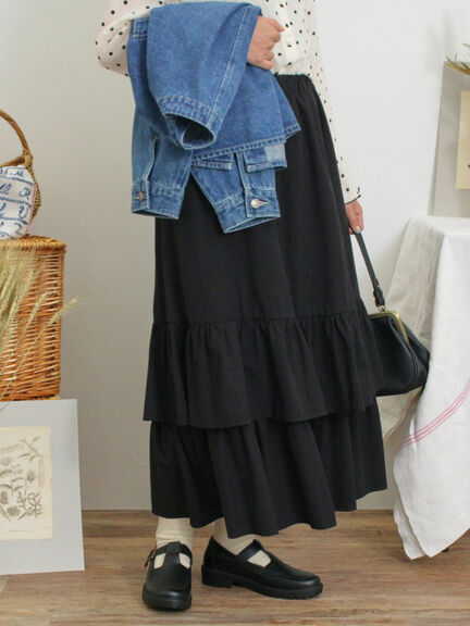 柄アソート裾重ねスカート（ベージュ/オレンジ）｜Samansa Mos2（サマンサ モスモス）通販