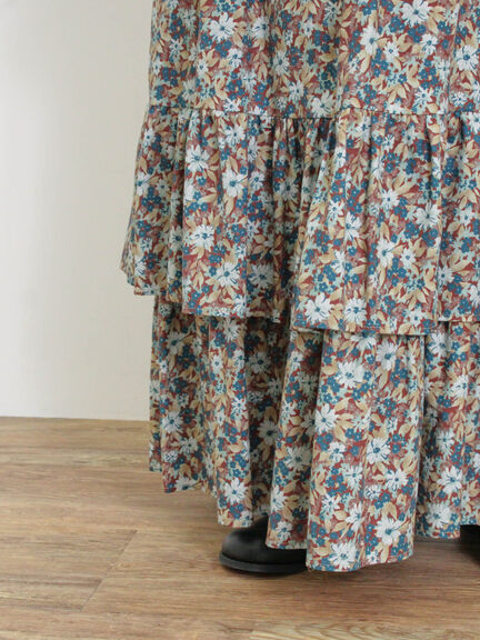 柄アソート裾重ねスカート（ベージュ/オレンジ）｜Samansa Mos2（サマンサ モスモス）通販