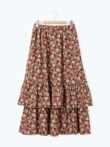 柄アソート裾重ねスカート（ベージュ/オレンジ）｜Samansa Mos2（サマンサ モスモス）通販