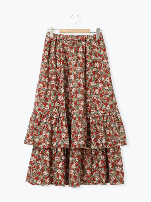 セール】 柄アソート裾重ねスカート（ベージュ/オレンジ/ボトムス