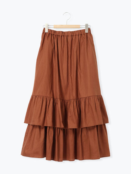 柄アソート裾重ねスカート（ベージュ/オレンジ）｜Samansa Mos2（サマンサ モスモス）通販