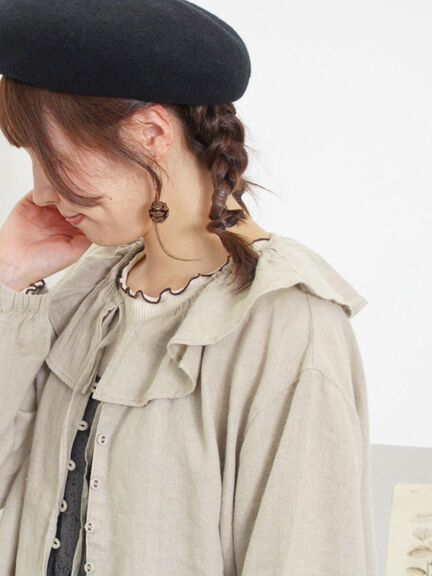 【Slow linen】柄アソートフリルブラウス（マスタード）｜Samansa Mos2（サマンサ モスモス）通販