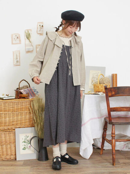 【Slow linen】柄アソートフリルブラウス（マスタード）｜Samansa Mos2（サマンサ モスモス）通販