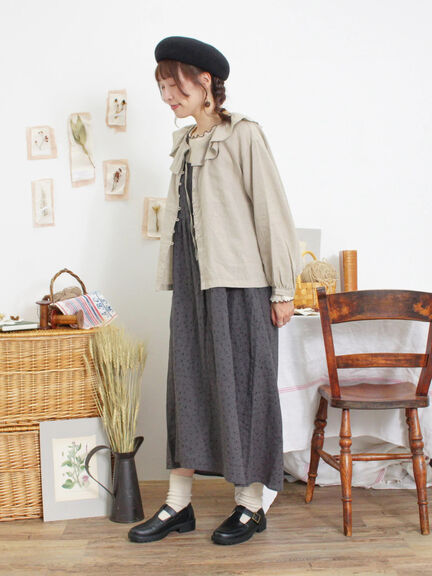 【Slow linen】柄アソートフリルブラウス（マスタード）｜Samansa Mos2（サマンサ モスモス）通販