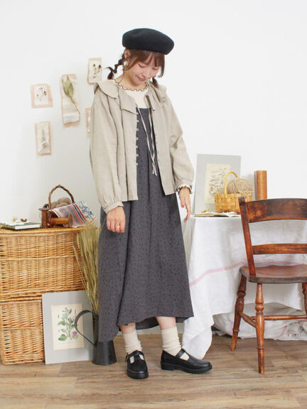 【Slow linen】柄アソートフリルブラウス（マスタード）｜Samansa Mos2（サマンサ モスモス）通販