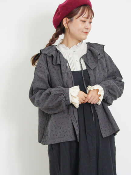 【Slow linen】柄アソートフリルブラウス（マスタード）｜Samansa Mos2（サマンサ モスモス）通販