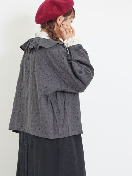 【Slow linen】柄アソートフリルブラウス（マスタード）｜Samansa Mos2（サマンサ モスモス）通販