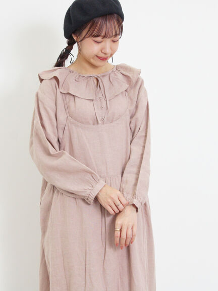 【Slow linen】柄アソートフリルブラウス（マスタード）｜Samansa Mos2（サマンサ モスモス）通販