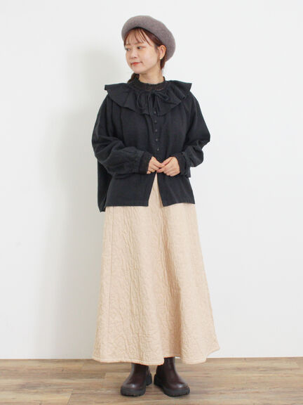 【Slow linen】柄アソートフリルブラウス（マスタード）｜Samansa Mos2（サマンサ モスモス）通販