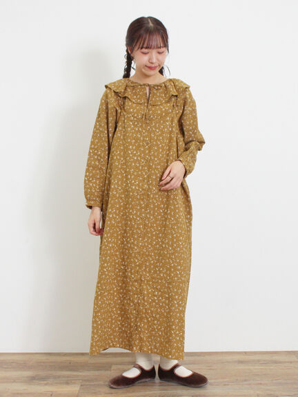 【Slow linen】柄アソートフリルブラウス（マスタード）｜Samansa Mos2（サマンサ モスモス）通販