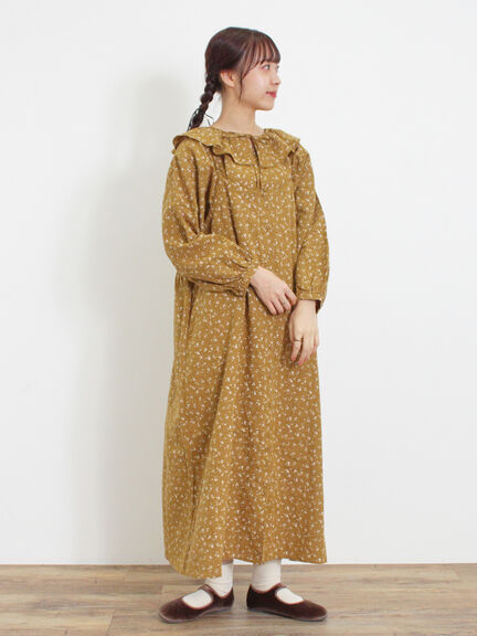 【Slow linen】柄アソートフリルブラウス（マスタード）｜Samansa Mos2（サマンサ モスモス）通販