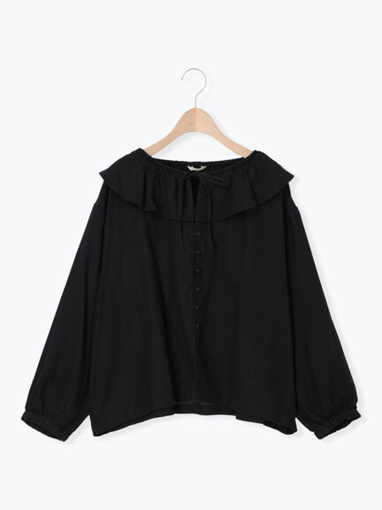 【Slow linen】柄アソートフリルブラウス（マスタード）｜Samansa Mos2（サマンサ モスモス）通販