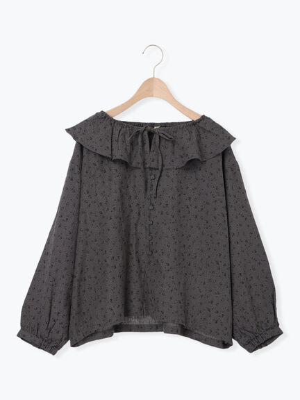 【Slow linen】柄アソートフリルブラウス（マスタード）｜Samansa Mos2（サマンサ モスモス）通販