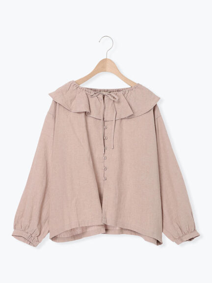 【Slow linen】柄アソートフリルブラウス（マスタード）｜Samansa Mos2（サマンサ モスモス）通販