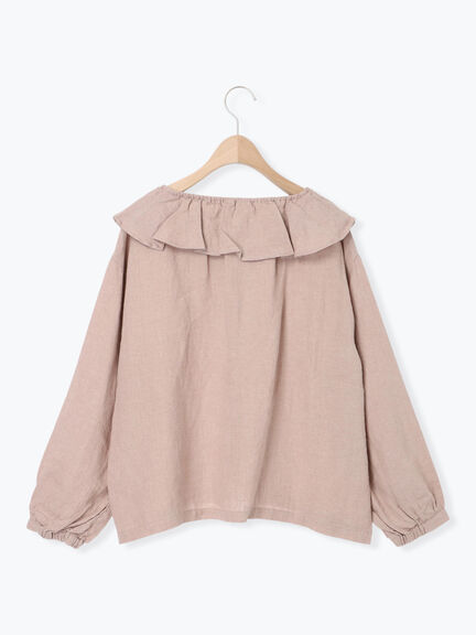 【Slow linen】柄アソートフリルブラウス（マスタード）｜Samansa Mos2（サマンサ モスモス）通販