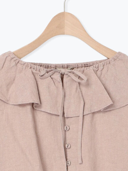 【Slow linen】柄アソートフリルブラウス（マスタード）｜Samansa Mos2（サマンサ モスモス）通販