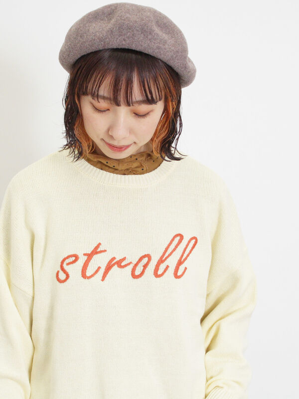 セール】 ロゴ刺繍ニット（チャコールグレー/マスタード