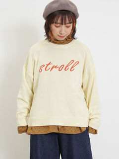 セール】 ロゴ刺繍ニット（チャコールグレー/マスタード