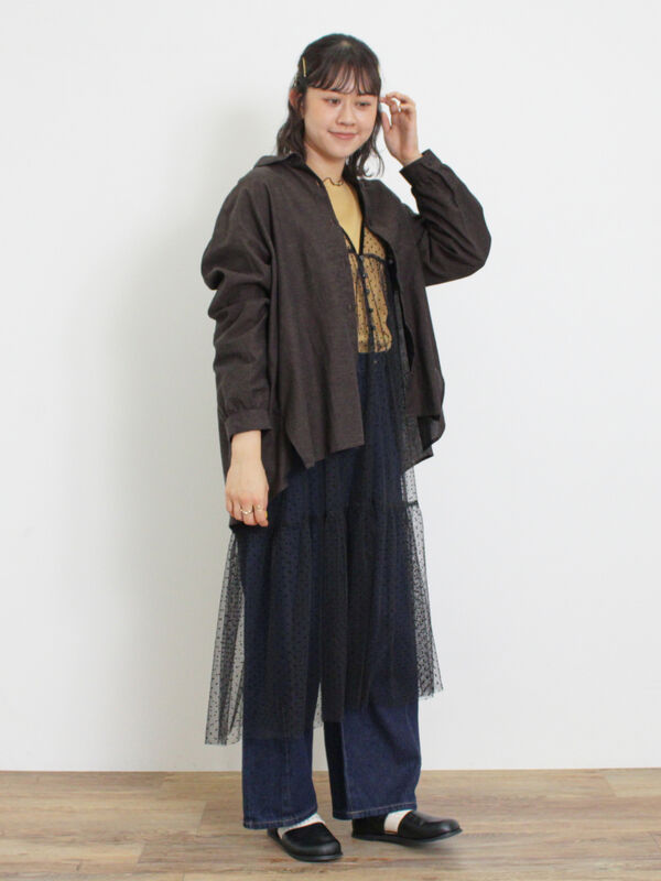 セール】 チュール前後2WAYワンピース（グレー/ブラック/キナリ