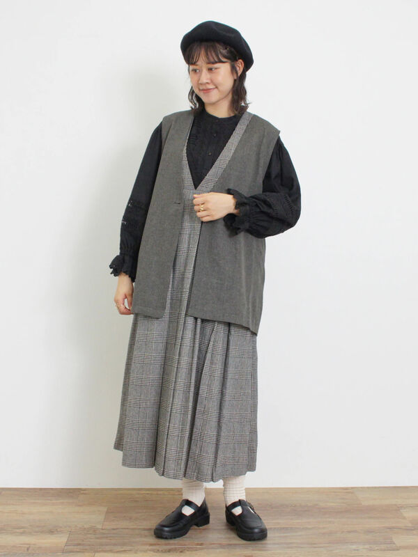 セール】 綿麻ミドル丈ベスト（ベージュ/アウター/ベスト）| Samansa