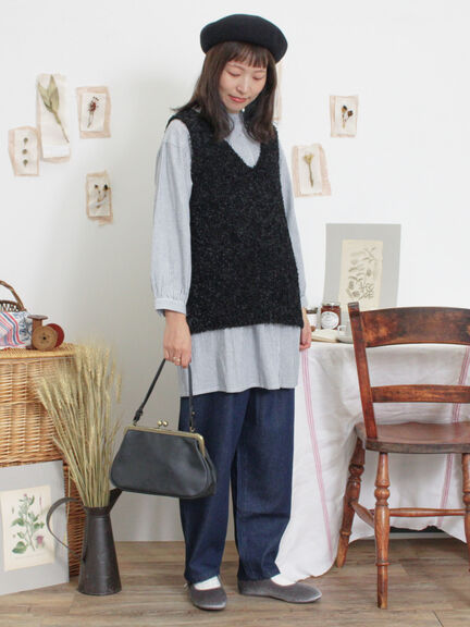 ファンシーヤーンVネックベスト（ベージュ/キナリ）｜Samansa Mos2（サマンサ モスモス）通販