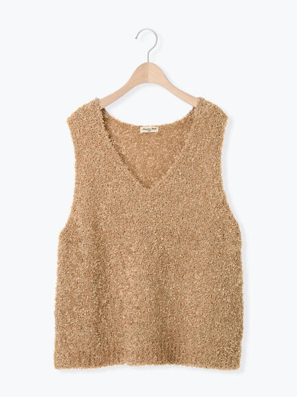 ファンシーヤーンVネックベスト（ベージュ/キナリ）｜Samansa Mos2（サマンサ モスモス）通販