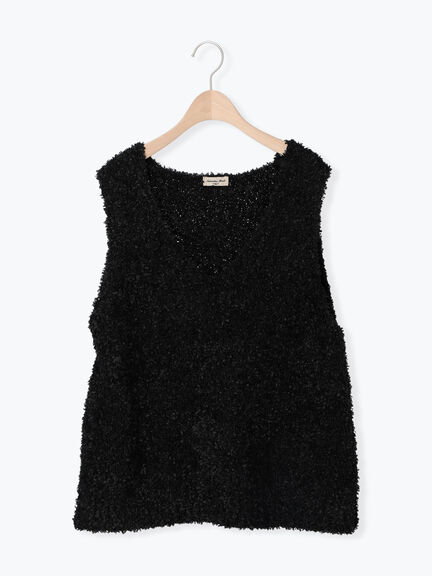 ファンシーヤーンVネックベスト（ベージュ/キナリ）｜Samansa Mos2（サマンサ モスモス）通販