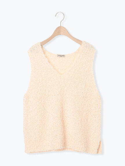 ファンシーヤーンVネックベスト（ベージュ/キナリ）｜Samansa Mos2（サマンサ モスモス）通販