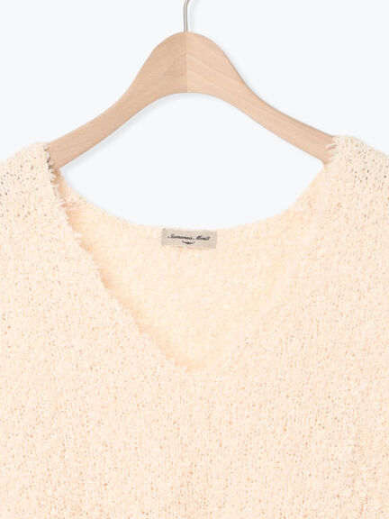 ファンシーヤーンVネックベスト（ベージュ/キナリ）｜Samansa Mos2（サマンサ モスモス）通販