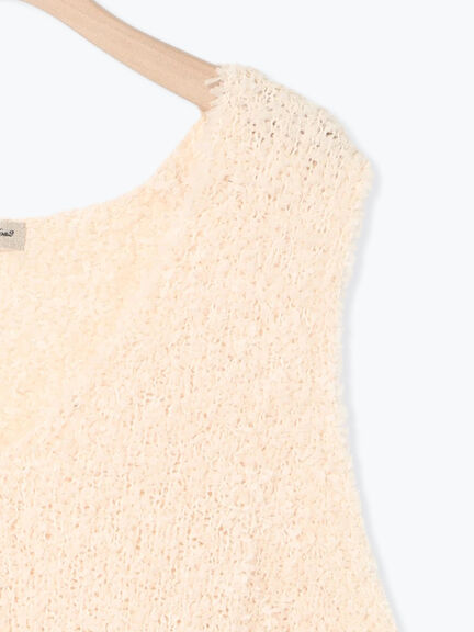 ファンシーヤーンVネックベスト（ベージュ/キナリ）｜Samansa Mos2（サマンサ モスモス）通販