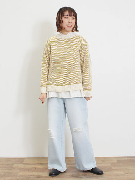 ラーベン編み前後2WAYニット（グリーン）｜Samansa Mos2（サマンサ モスモス）通販