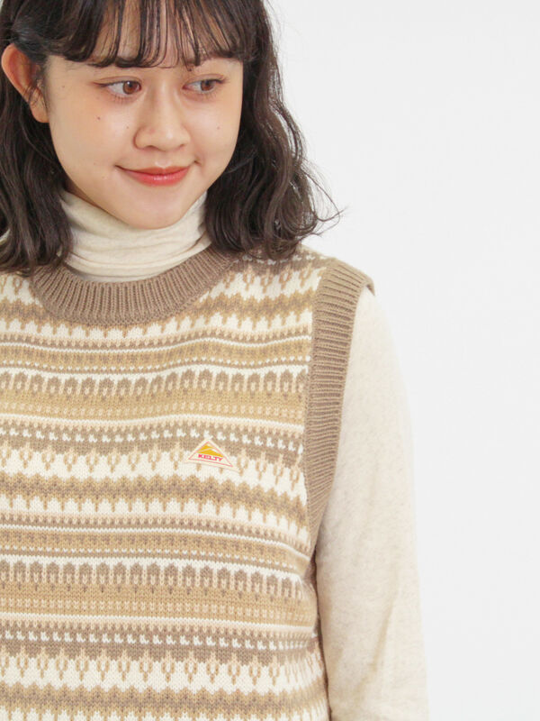【KELTY×Samansa Mos2】ジャカードニットベスト（ベージュ）｜Samansa Mos2（サマンサ モスモス）通販