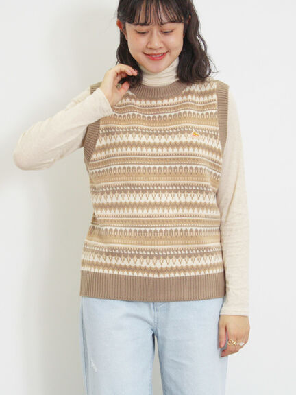 【KELTY×Samansa Mos2】ジャカードニットベスト（ベージュ）｜Samansa Mos2（サマンサ モスモス）通販