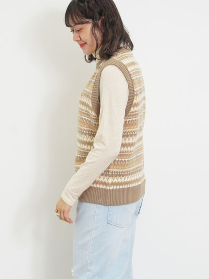 【KELTY×Samansa Mos2】ジャカードニットベスト（ベージュ）｜Samansa Mos2（サマンサ モスモス）通販