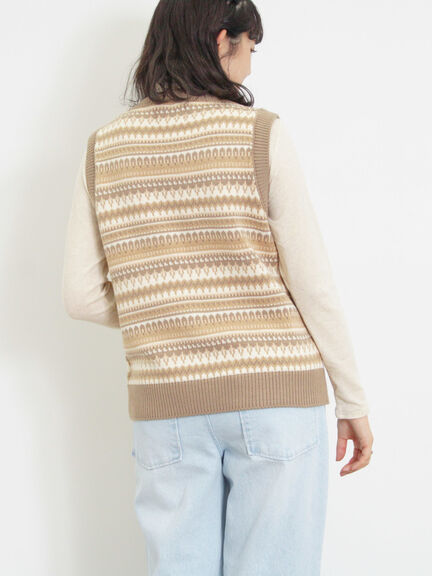 【KELTY×Samansa Mos2】ジャカードニットベスト（ベージュ）｜Samansa Mos2（サマンサ モスモス）通販