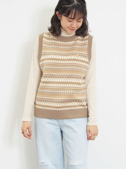 【KELTY×Samansa Mos2】ジャカードニットベスト（ベージュ）｜Samansa Mos2（サマンサ モスモス）通販