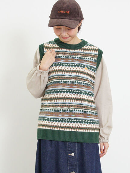【KELTY×Samansa Mos2】ジャカードニットベスト（ベージュ）｜Samansa Mos2（サマンサ モスモス）通販