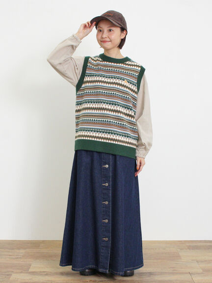 【KELTY×Samansa Mos2】ジャカードニットベスト（ベージュ）｜Samansa Mos2（サマンサ モスモス）通販